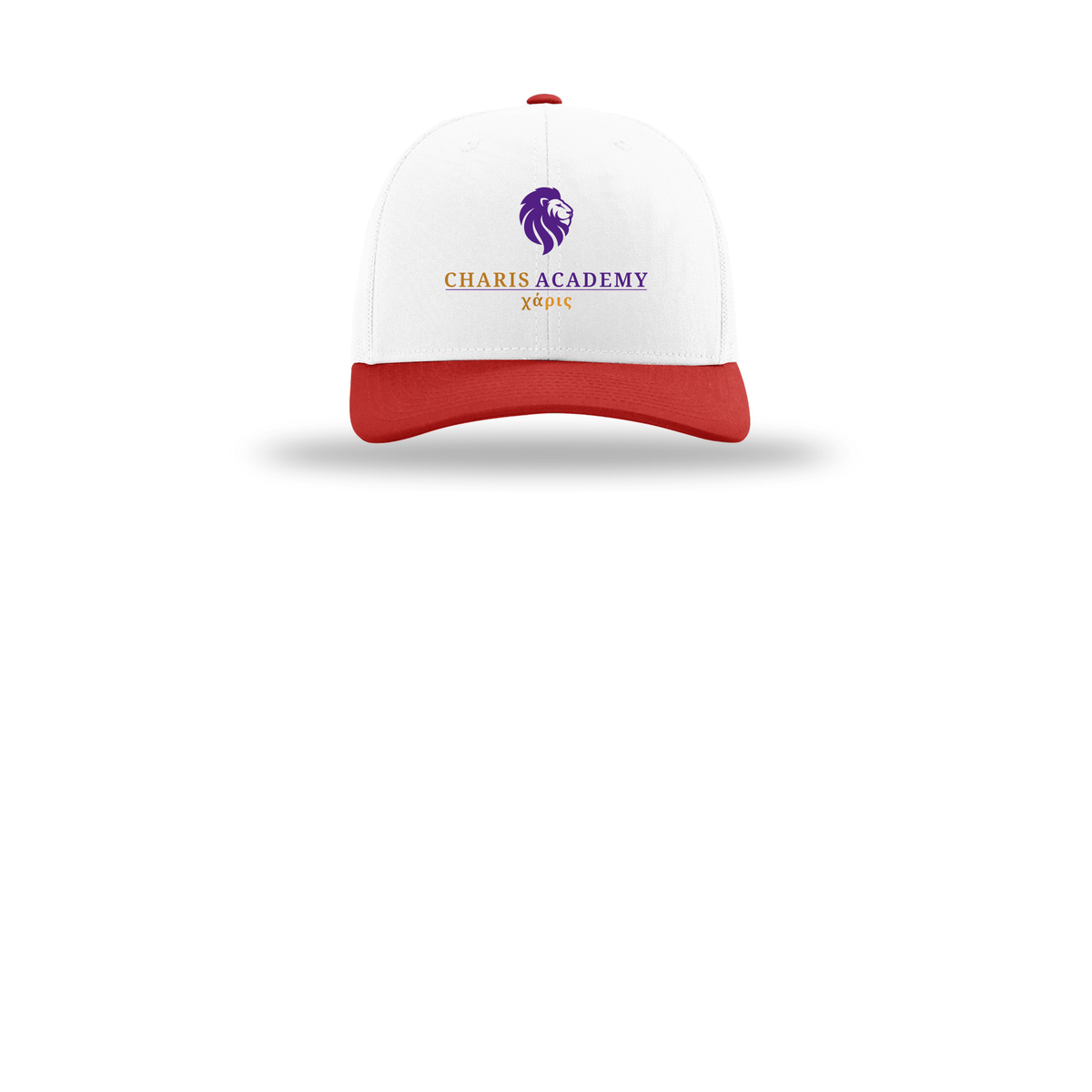 cahazleton-richardson-trucker-cap-embroidery-capfront-R112-whitewhitered-flat-front