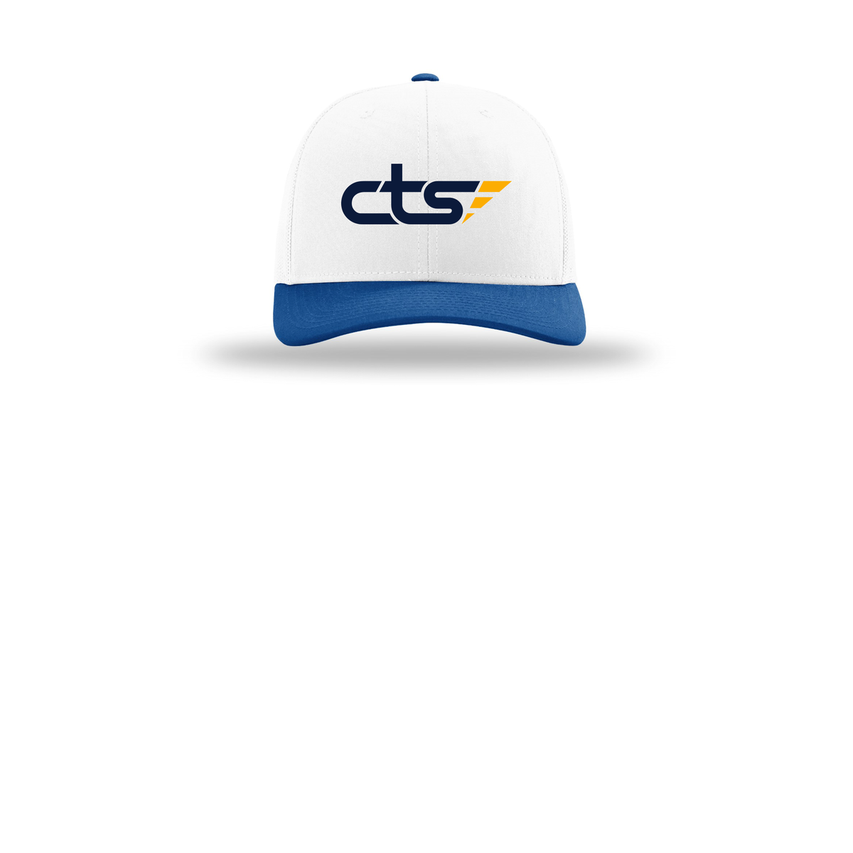 cts1-richardson-trucker-cap-embroidery-capfront-R112-whitewhiteroyal-flat-front