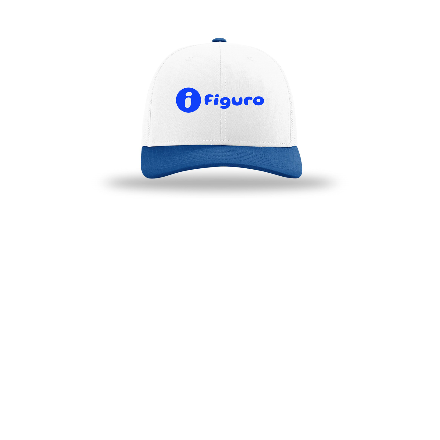 getfiguro-richardson-trucker-cap-embroidery-capfront-R112-whitewhiteroyal-flat-front