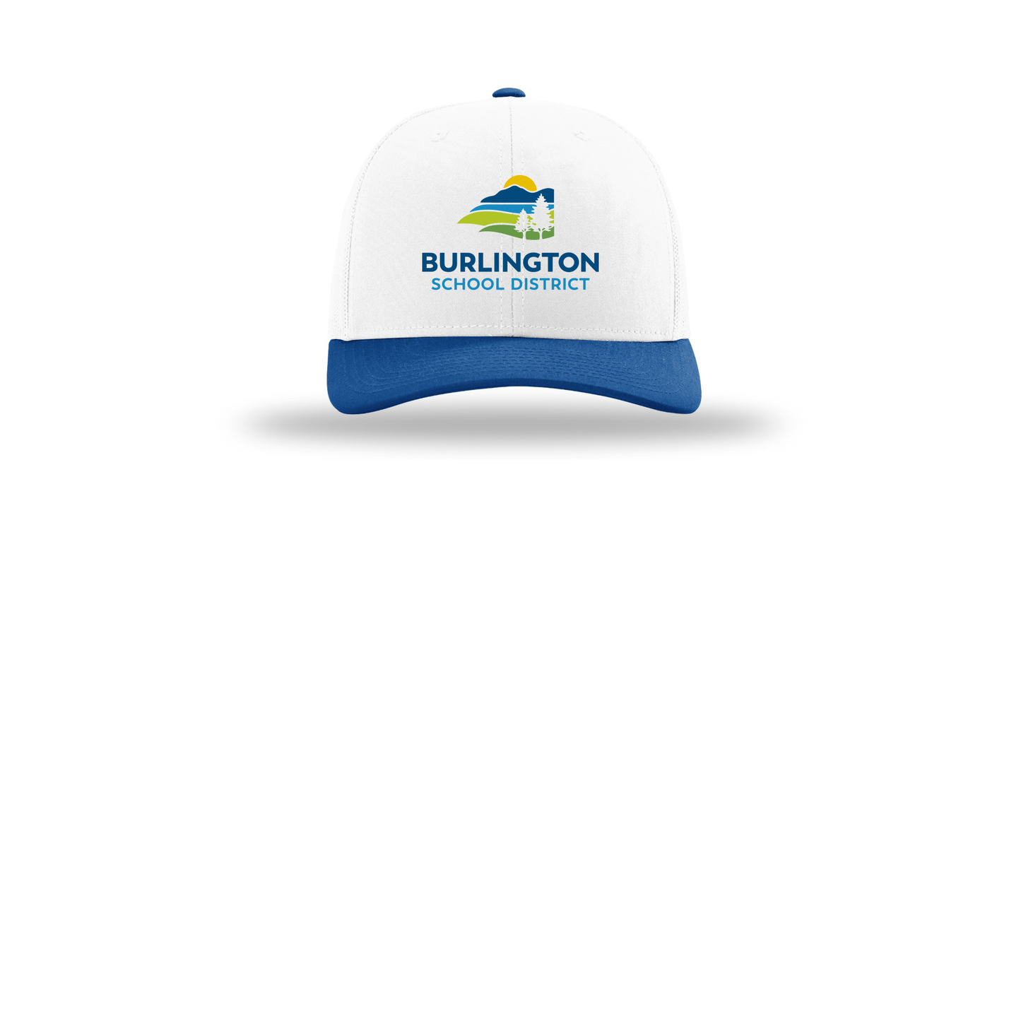 bsdvt-richardson-trucker-cap-embroidery-capfront-R112-whitewhiteroyal-flat-front