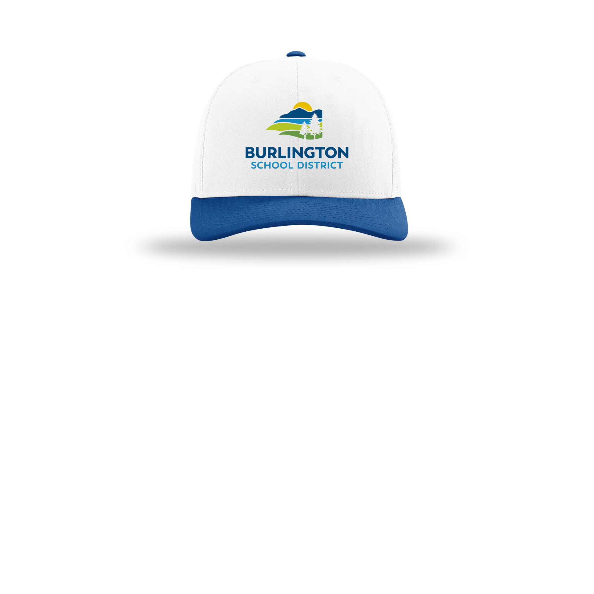 bsdvt-richardson-trucker-cap-embroidery-capfront-R112-whitewhiteroyal-flat-front