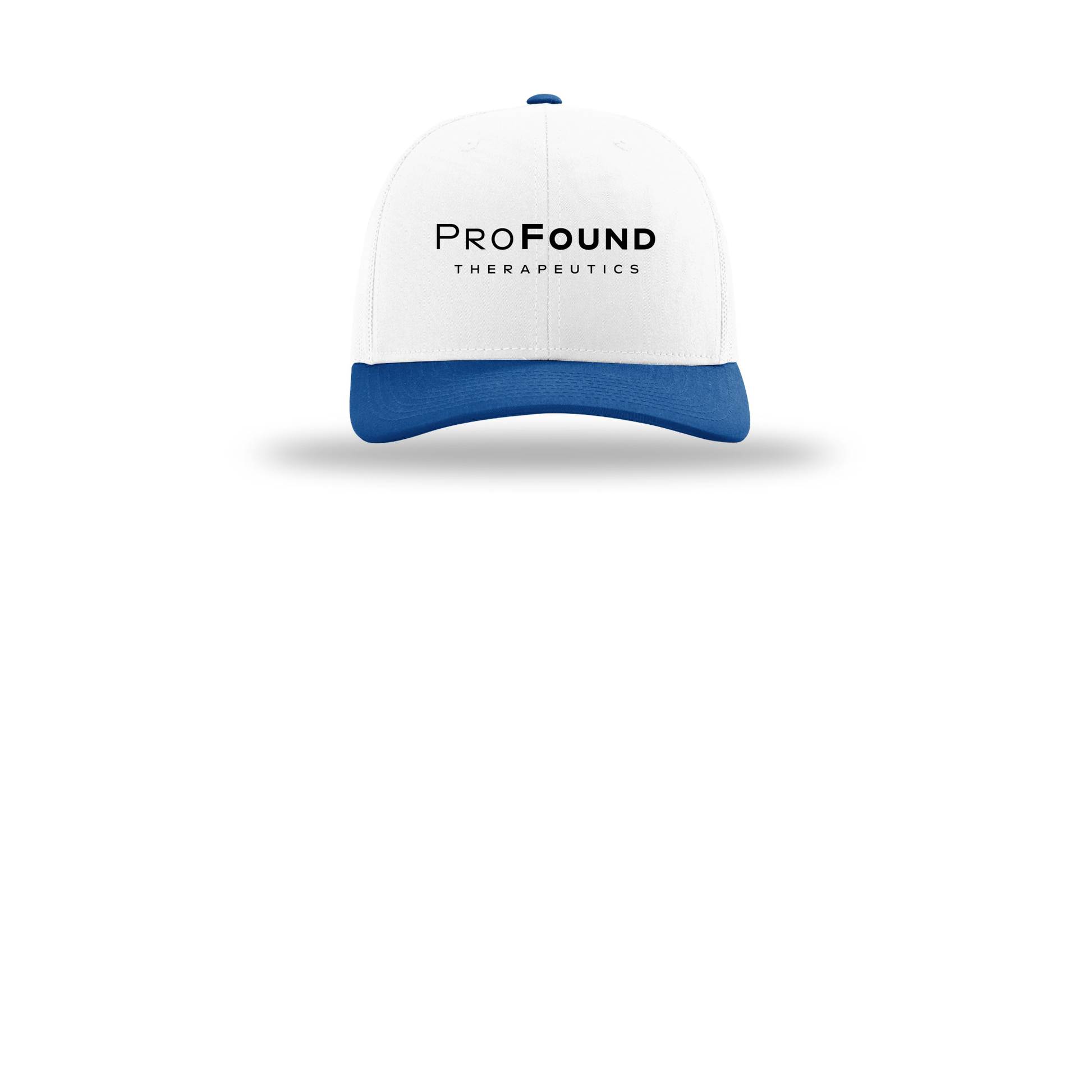 profoundtx-richardson-trucker-cap-embroidery-capfront-R112-whitewhiteroyal-flat-front