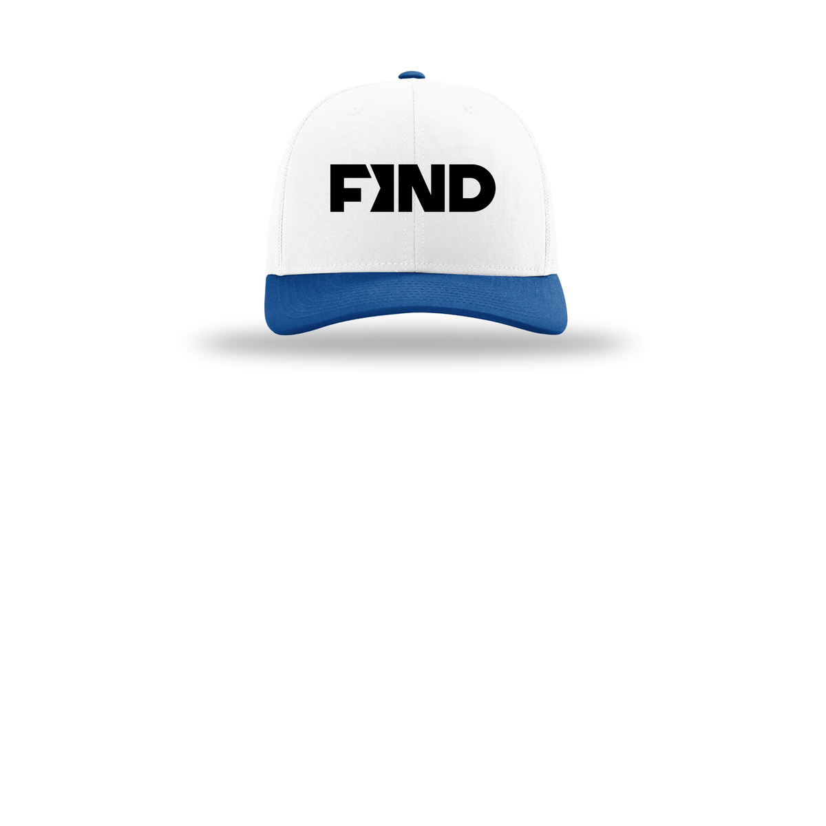findrealestate-richardson-trucker-cap-embroidery-capfront-R112-whitewhiteroyal-flat-front