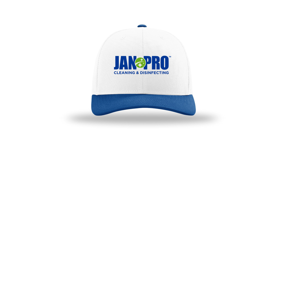 jan-pro-richardson-trucker-cap-embroidery-capfront-R112-whitewhiteroyal-flat-front