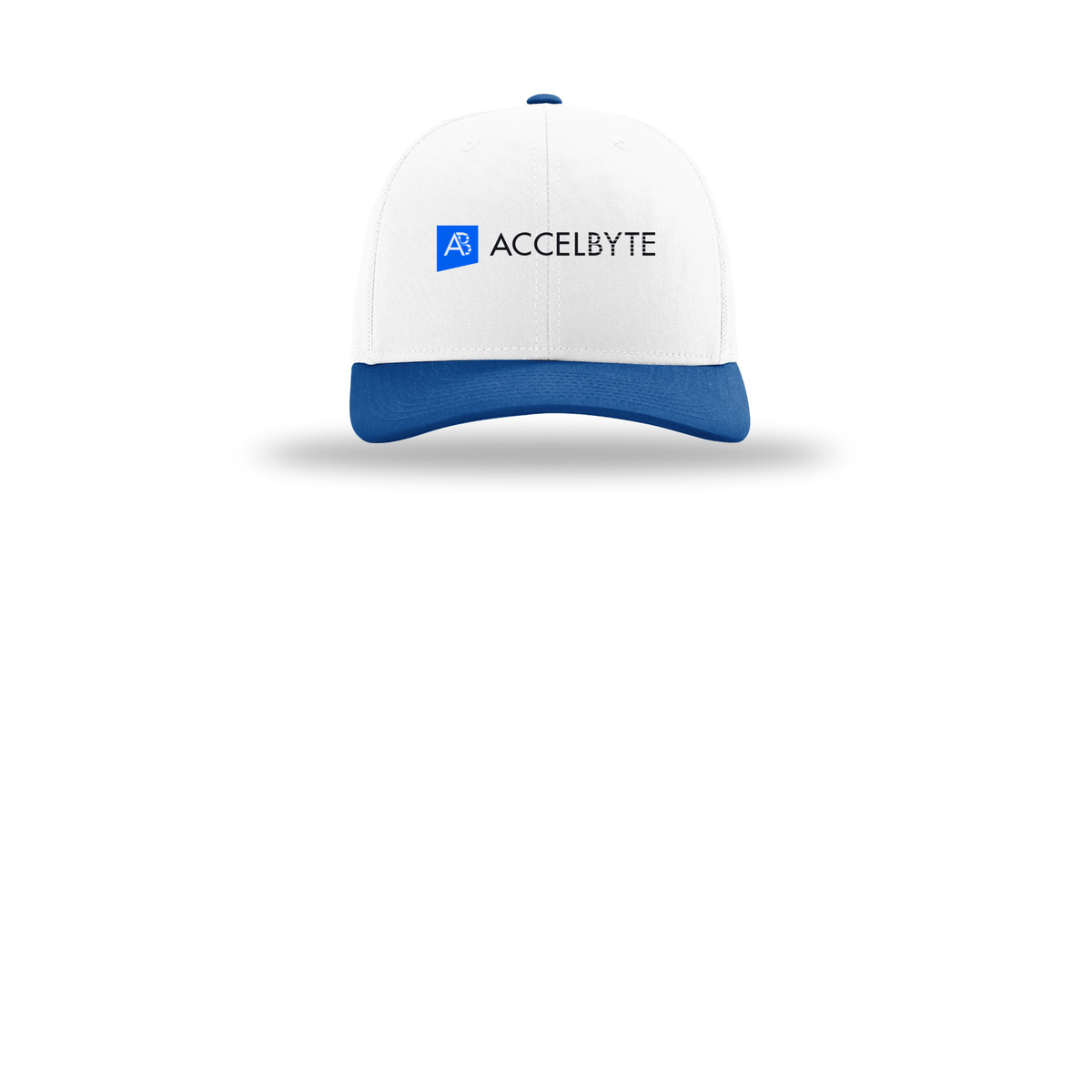 accelbyte-richardson-trucker-cap-embroidery-capfront-R112-whitewhiteroyal-flat-front