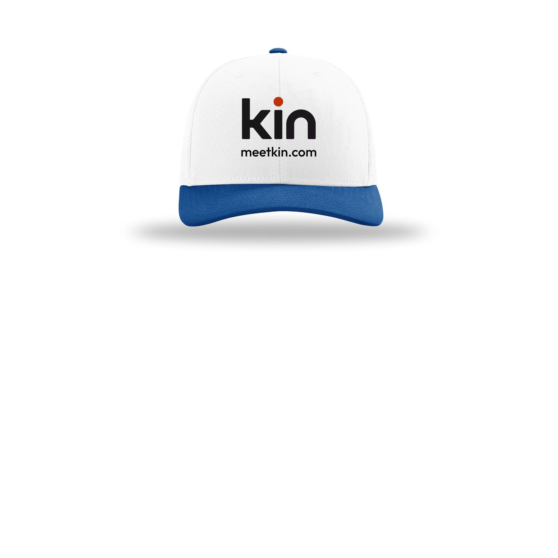 kin-richardson-trucker-cap-embroidery-capfront-R112-whitewhiteroyal-flat-front