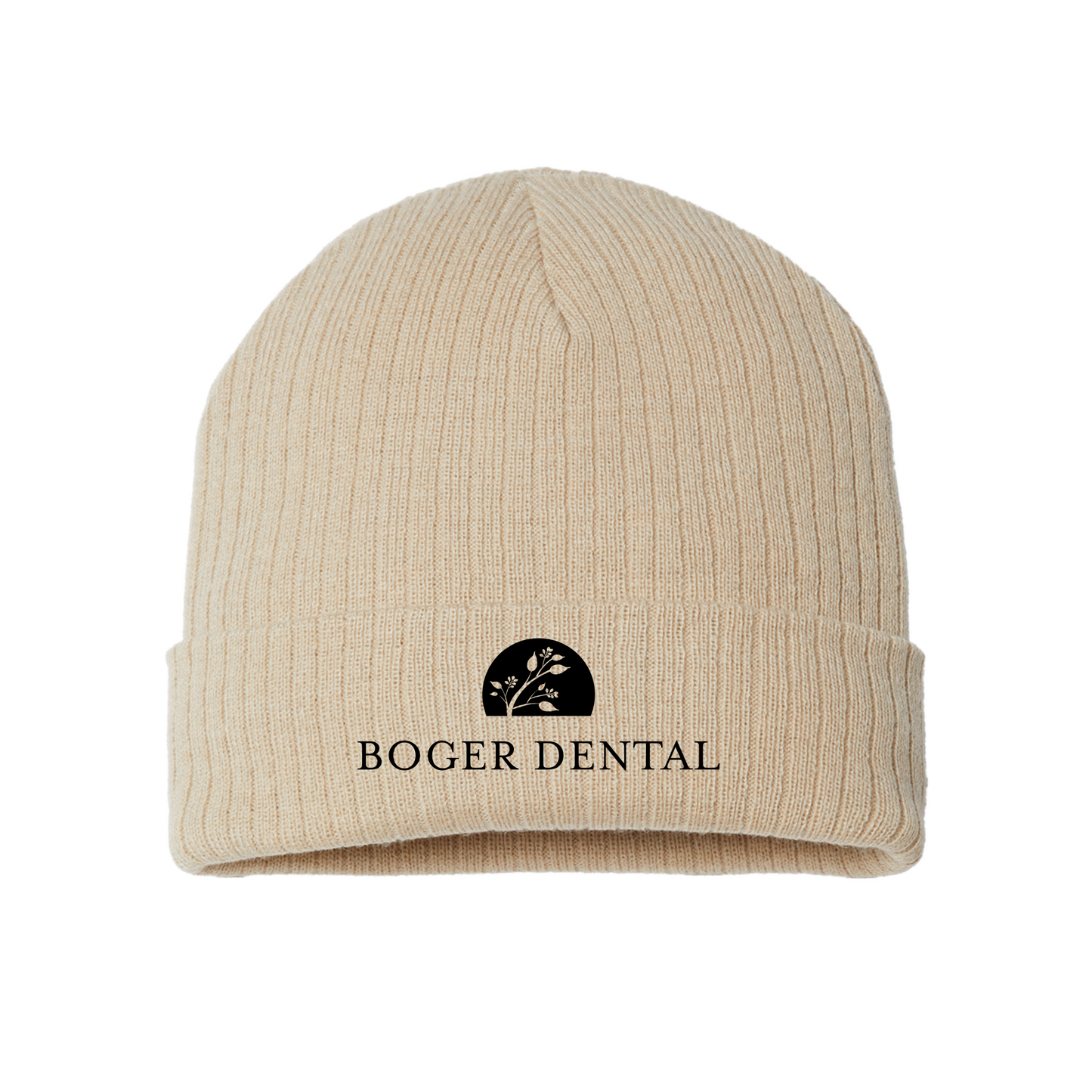 boger-dental-sustainable-cuffed-beanie-embroidery-capfront-RIO-lightbeige-flat-front
