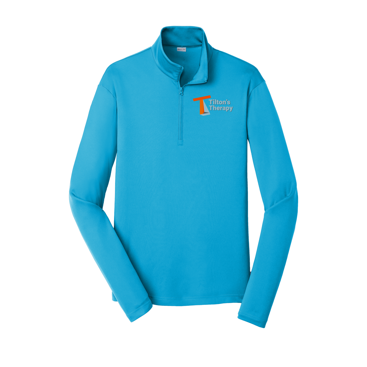 tiltonstherapy-lightweight-quarter-zip-dtf-leftchest-ST357-atomicblue-flat-front