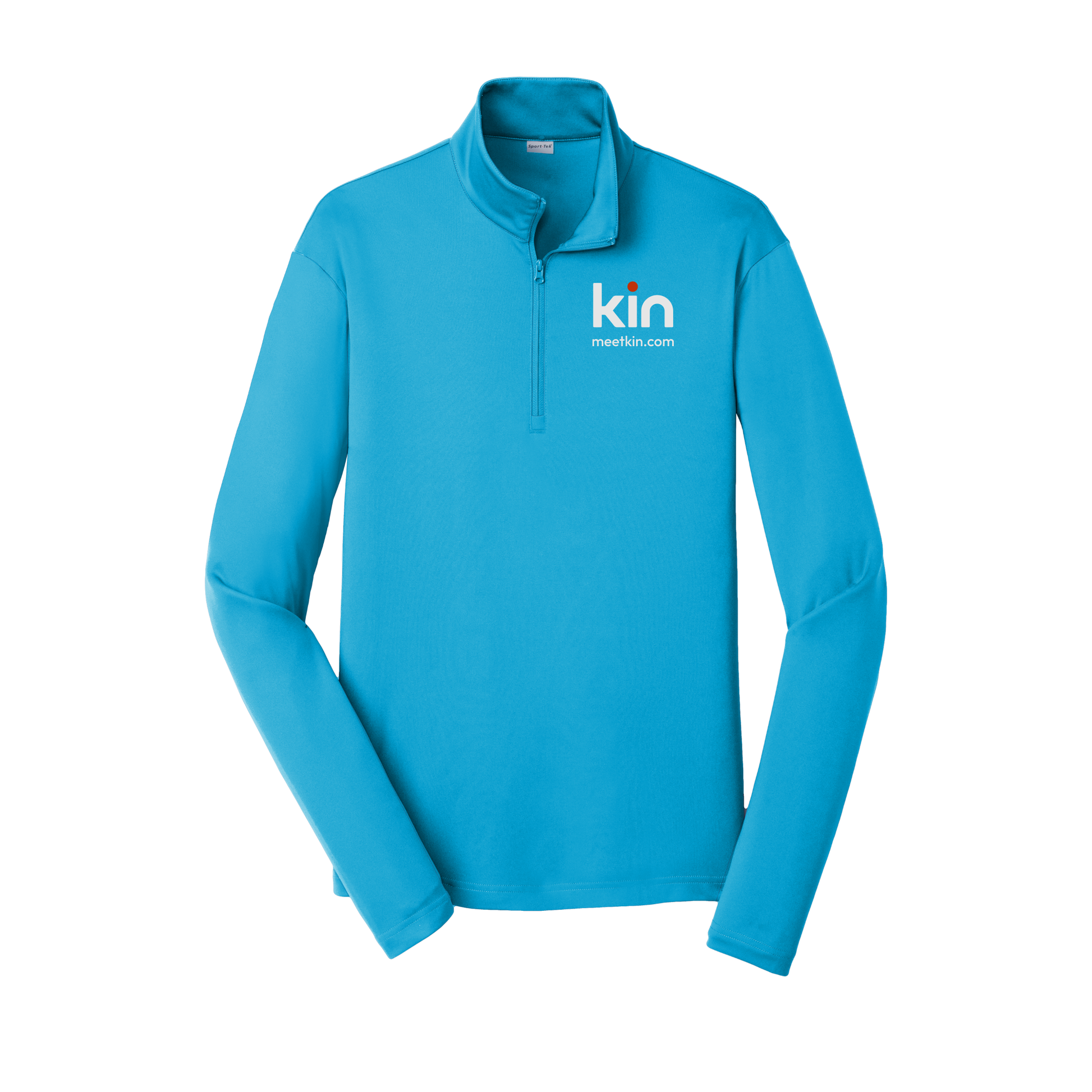 kin-lightweight-quarter-zip-dtf-leftchest-ST357-atomicblue-flat-front