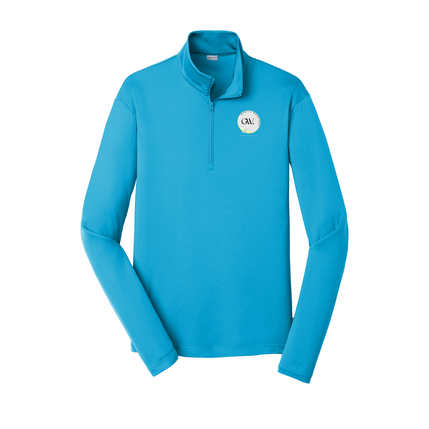 gentle-warriors-lightweight-quarter-zip-dtf-leftchest-ST357-atomicblue-flat-front