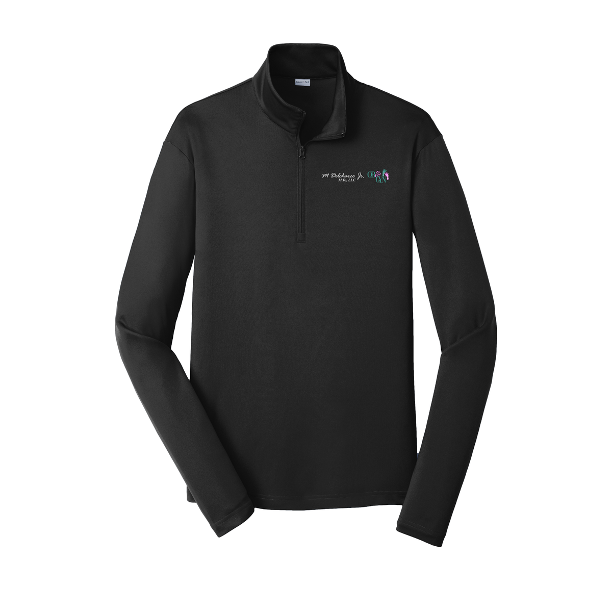 delcharco-lightweight-quarter-zip-dtf-leftchest-ST357-black-flat-front