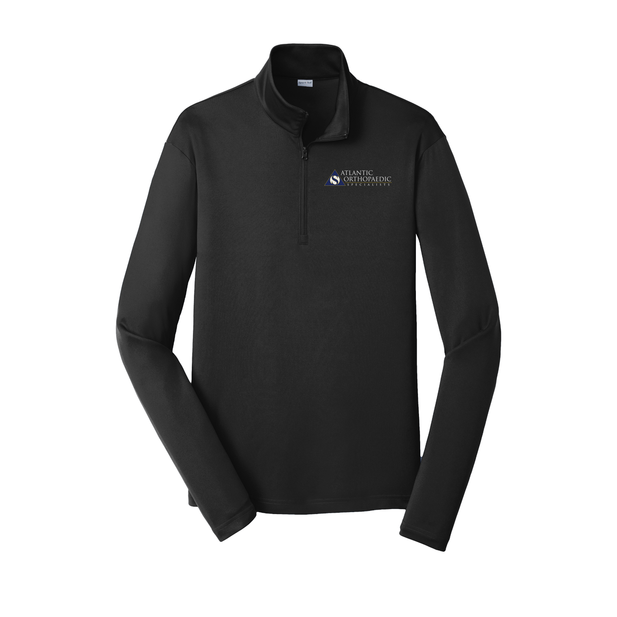 atlanticortho-lightweight-quarter-zip-dtf-leftchest-ST357-black-flat-front