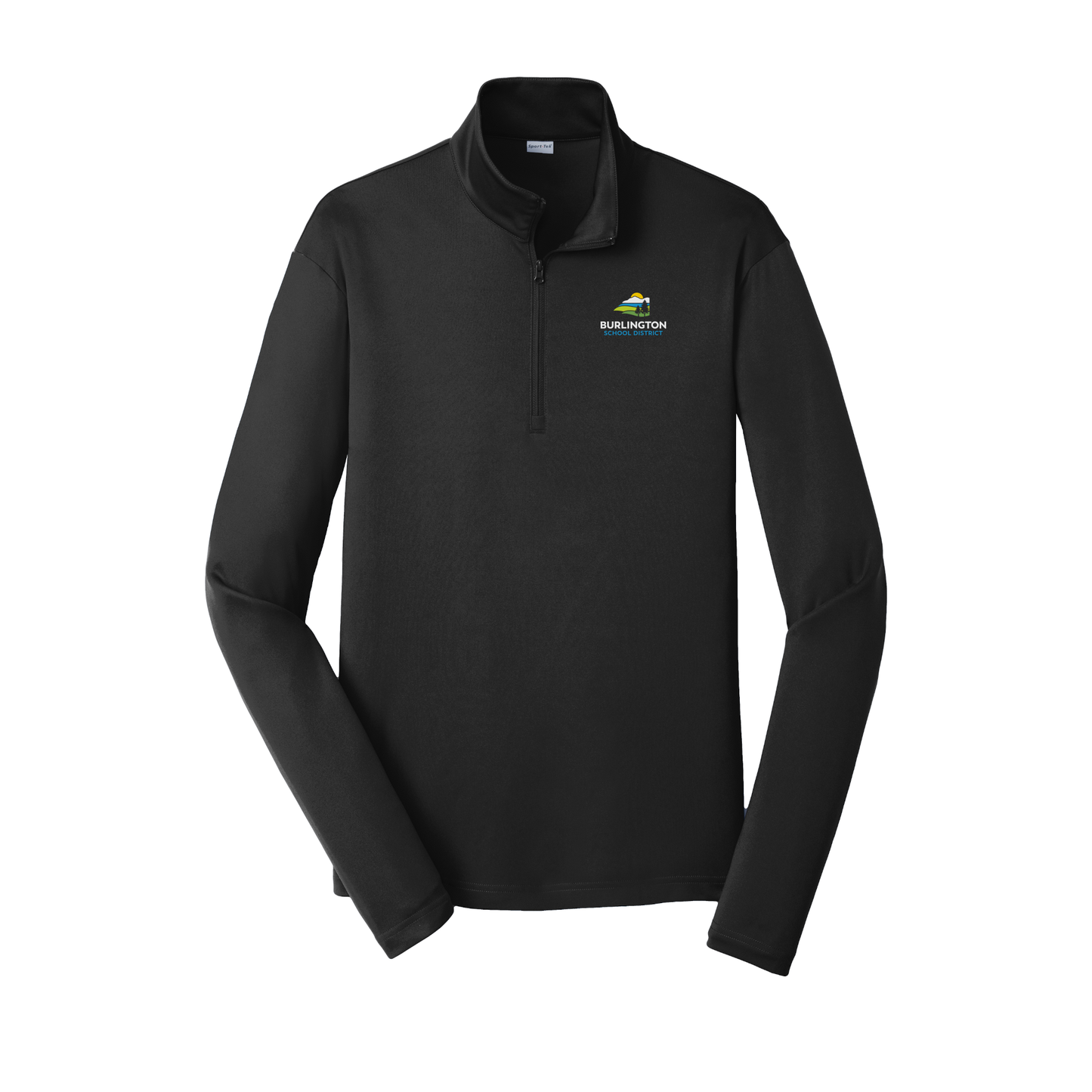 bsdvt-lightweight-quarter-zip-dtf-leftchest-ST357-black-flat-front