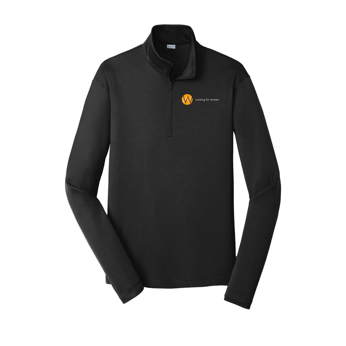 workingforwomen-lightweight-quarter-zip-dtf-leftchest-ST357-black-flat-front