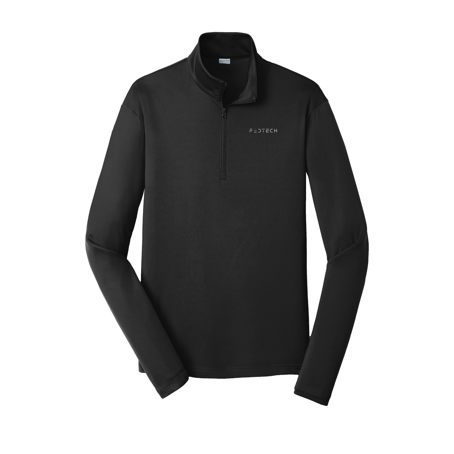 fedtech-lightweight-quarter-zip-dtf-leftchest-ST357-black-flat-front