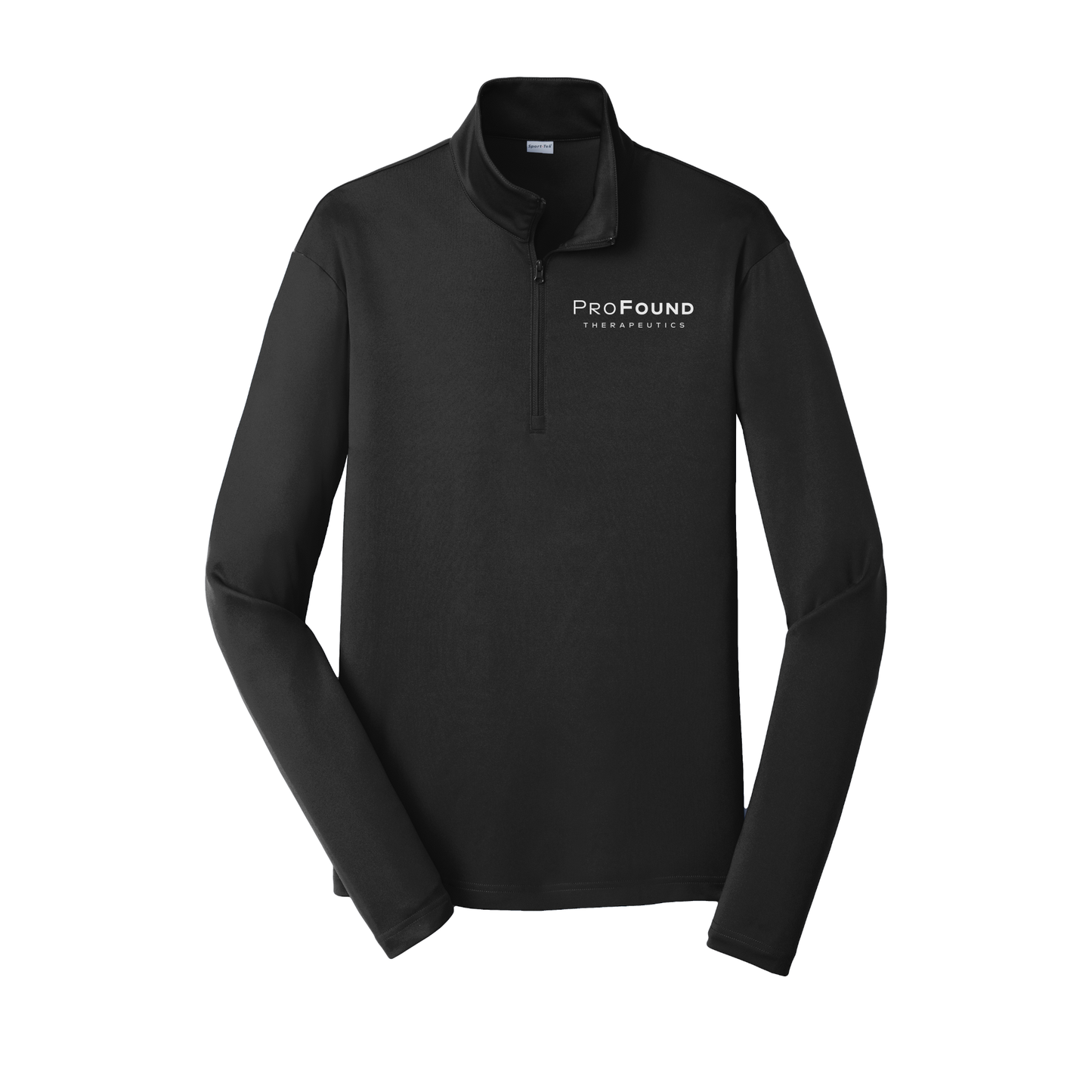 profoundtx-lightweight-quarter-zip-dtf-leftchest-ST357-black-flat-front