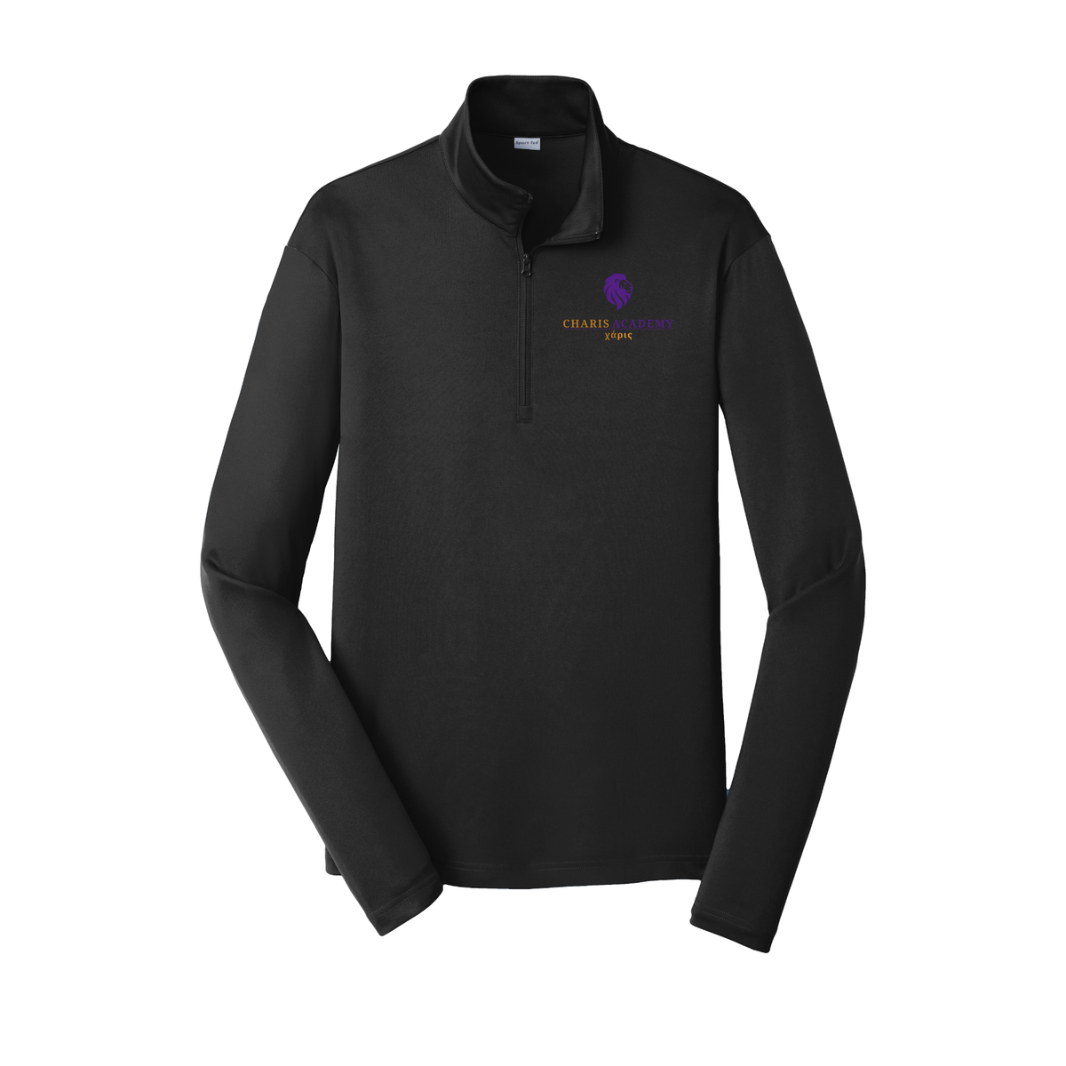 cahazleton-lightweight-quarter-zip-dtf-leftchest-ST357-black-flat-front