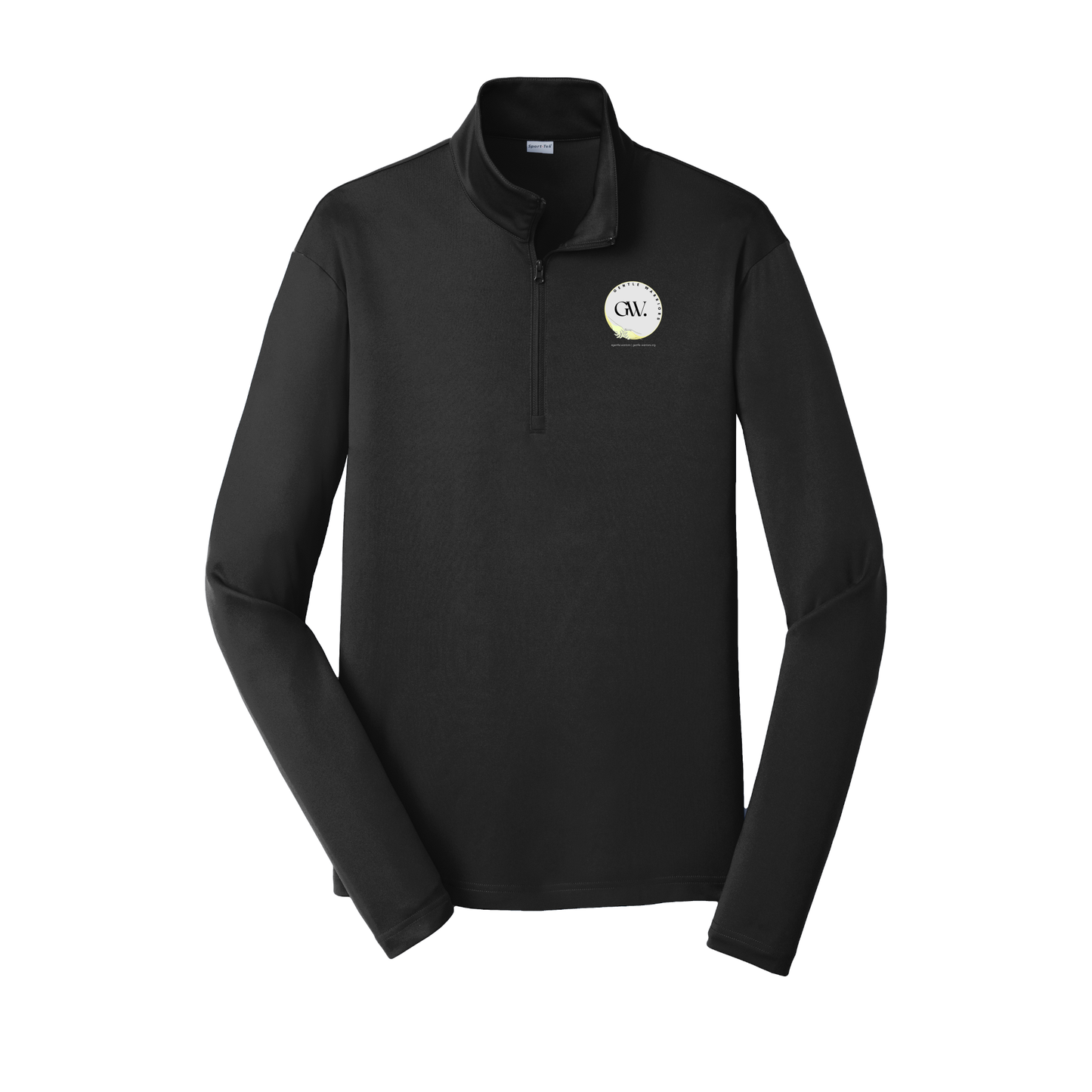 gentle-warriors-lightweight-quarter-zip-dtf-leftchest-ST357-black-flat-front