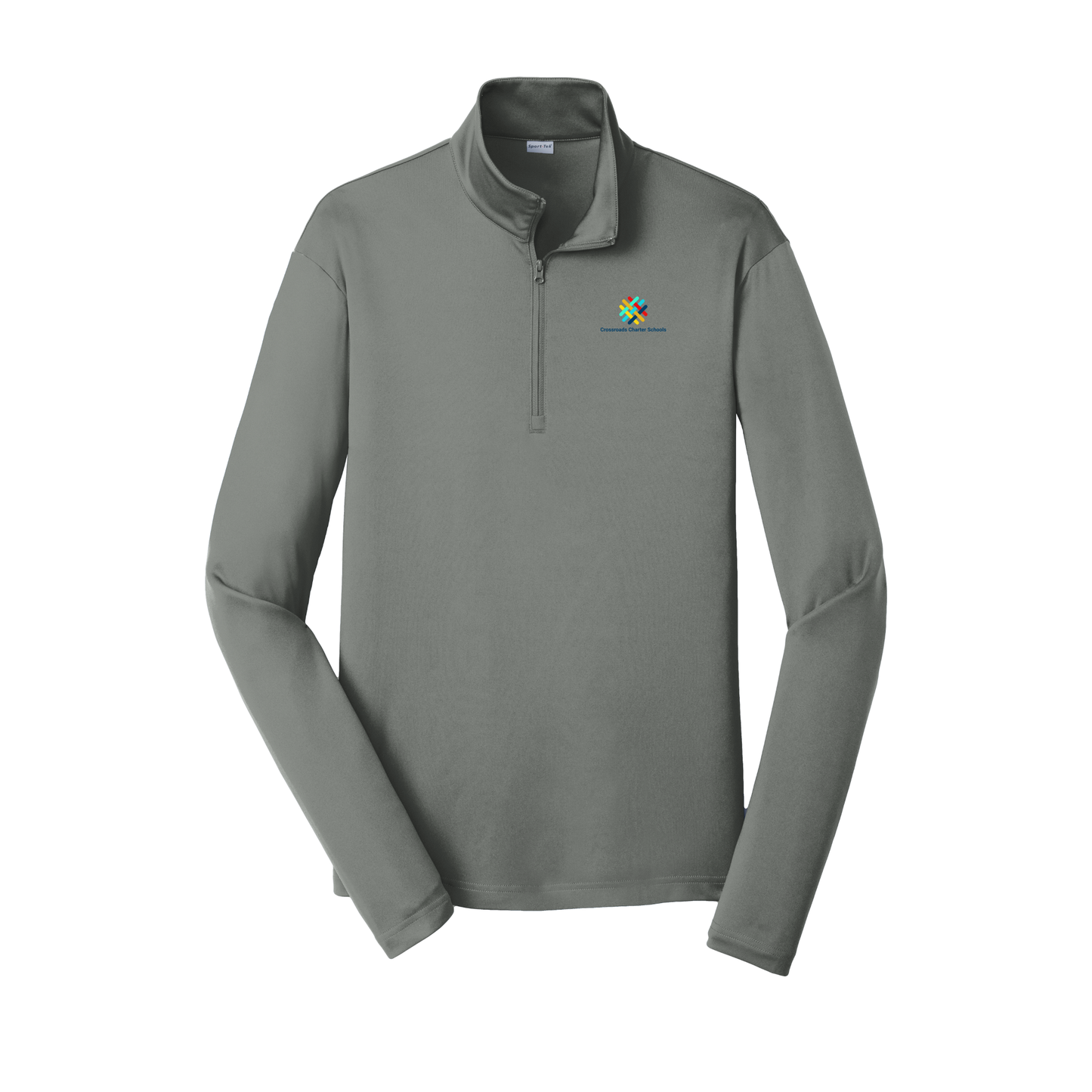 crossroadsschoolskc-lightweight-quarter-zip-dtf-leftchest-ST357-greyconcrete-flat-front