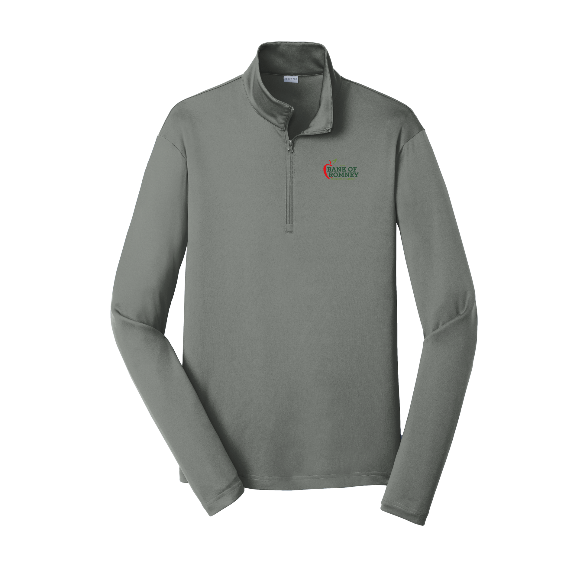 bankofromney-lightweight-quarter-zip-dtf-leftchest-ST357-greyconcrete-flat-front