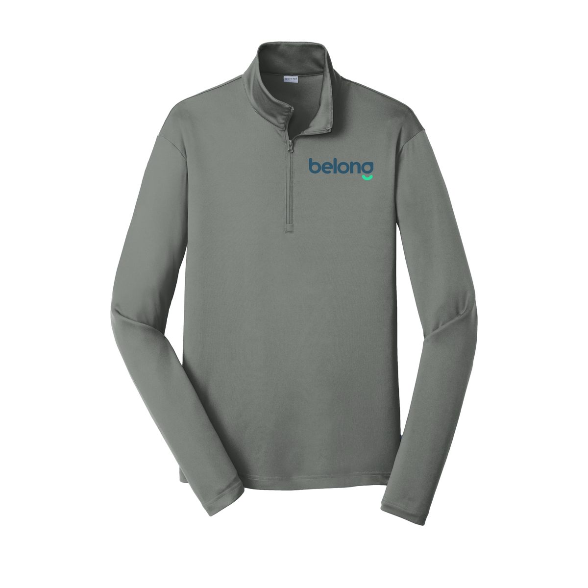 belonghome-lightweight-quarter-zip-dtf-leftchest-ST357-greyconcrete-flat-front