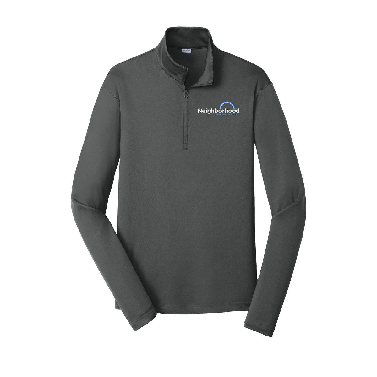 ncschools-lightweight-quarter-zip-dtf-leftchest-ST357-irongrey-flat-front