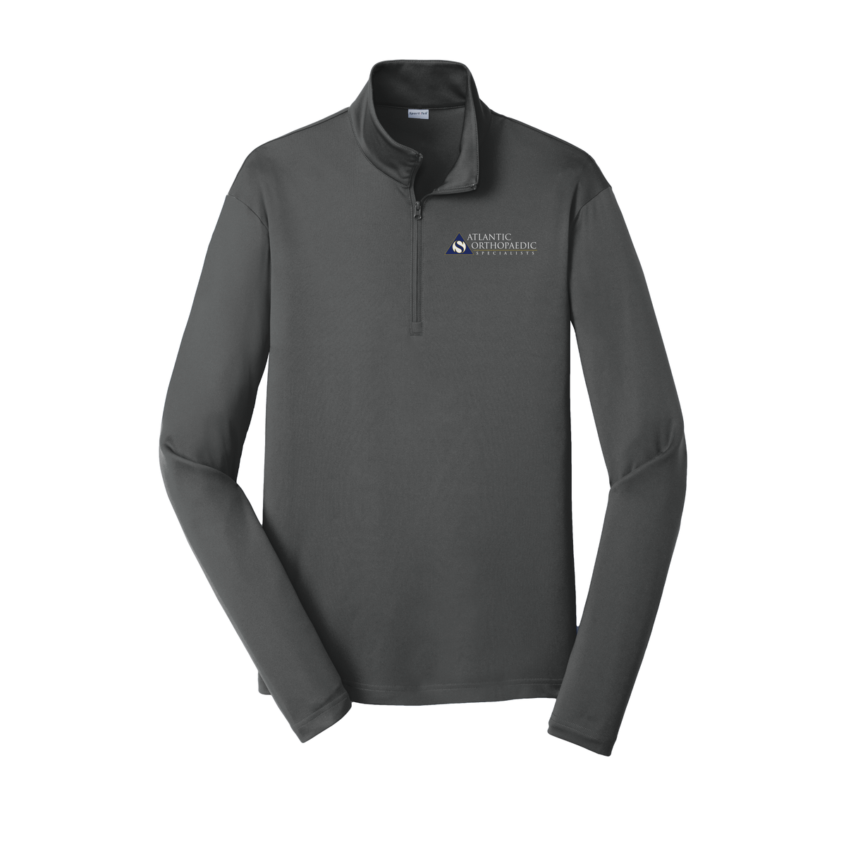 atlanticortho-lightweight-quarter-zip-dtf-leftchest-ST357-irongrey-flat-front