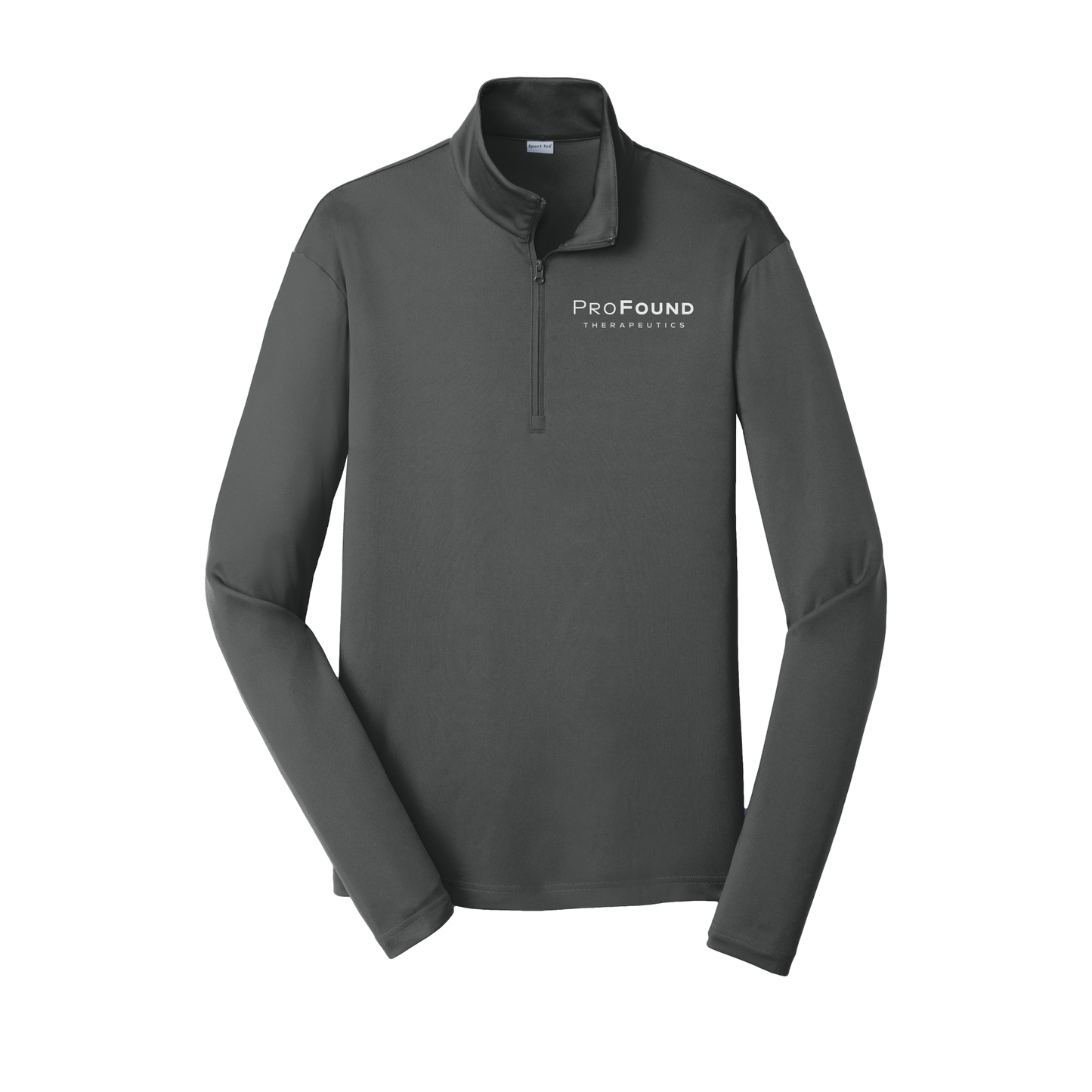 profoundtx-lightweight-quarter-zip-dtf-leftchest-ST357-irongrey-flat-front