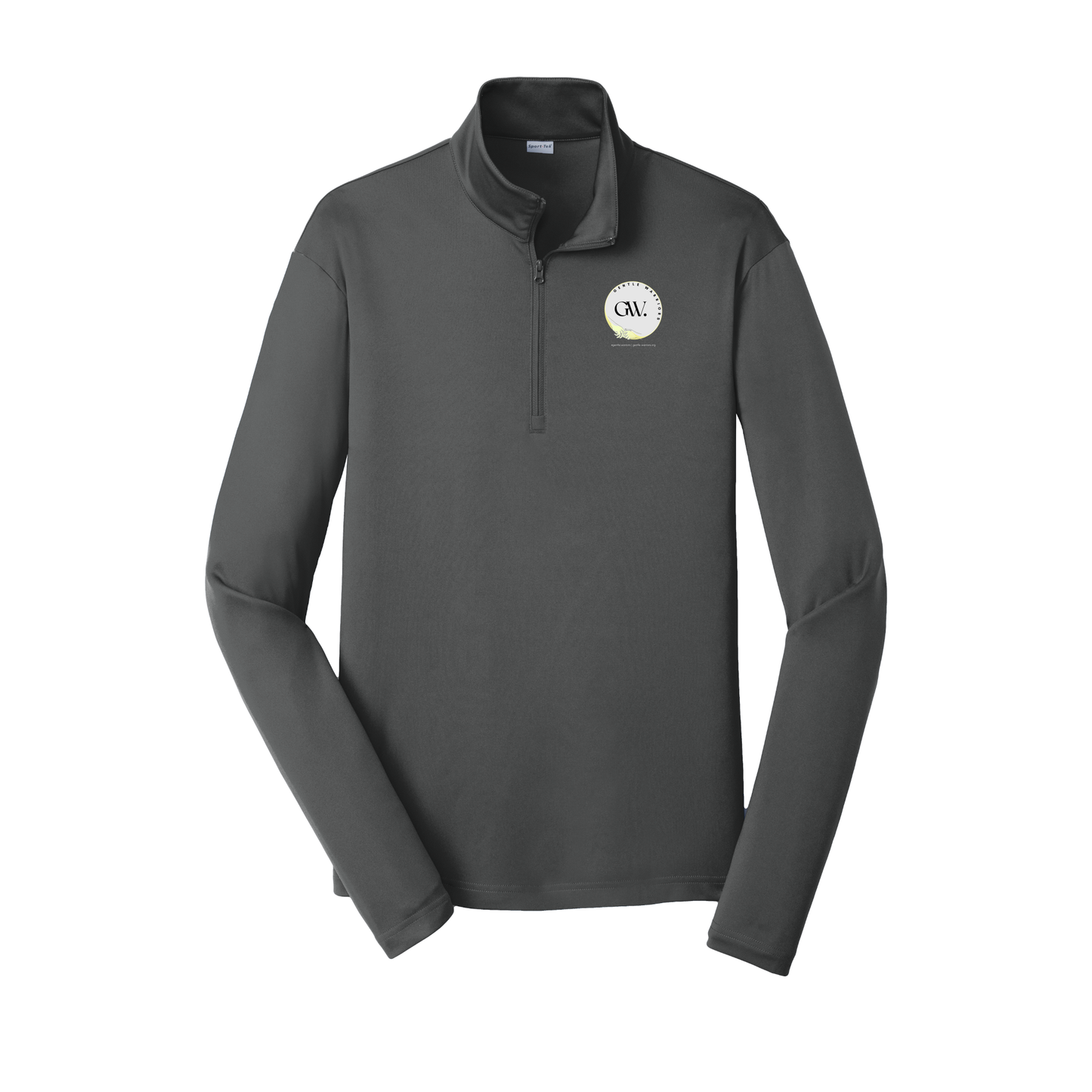 gentle-warriors-lightweight-quarter-zip-dtf-leftchest-ST357-irongrey-flat-front