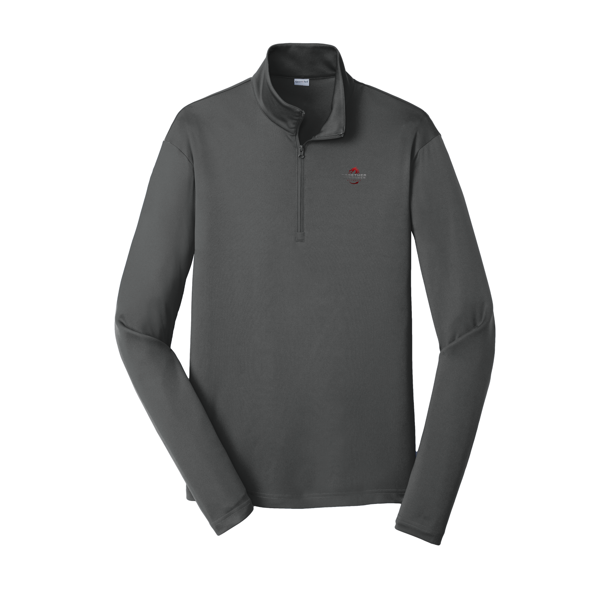 togetherstrongerfitness-lightweight-quarter-zip-dtf-leftchest-ST357-irongrey-flat-front