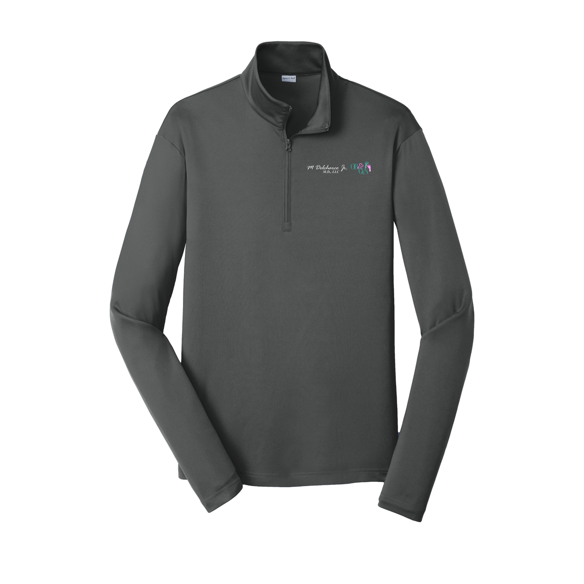 delcharco-lightweight-quarter-zip-dtf-leftchest-ST357-irongrey-flat-front