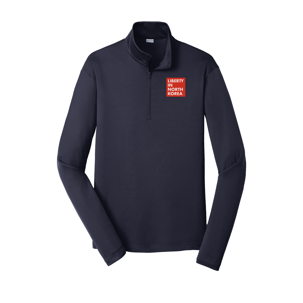 libertyinnorthkorea-lightweight-quarter-zip-dtf-leftchest-ST357-truenavy-flat-front