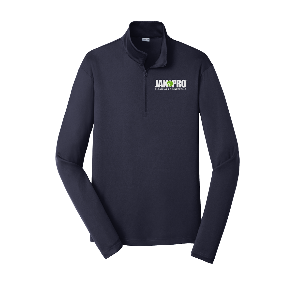 jan-pro-lightweight-quarter-zip-dtf-leftchest-ST357-truenavy-flat-front