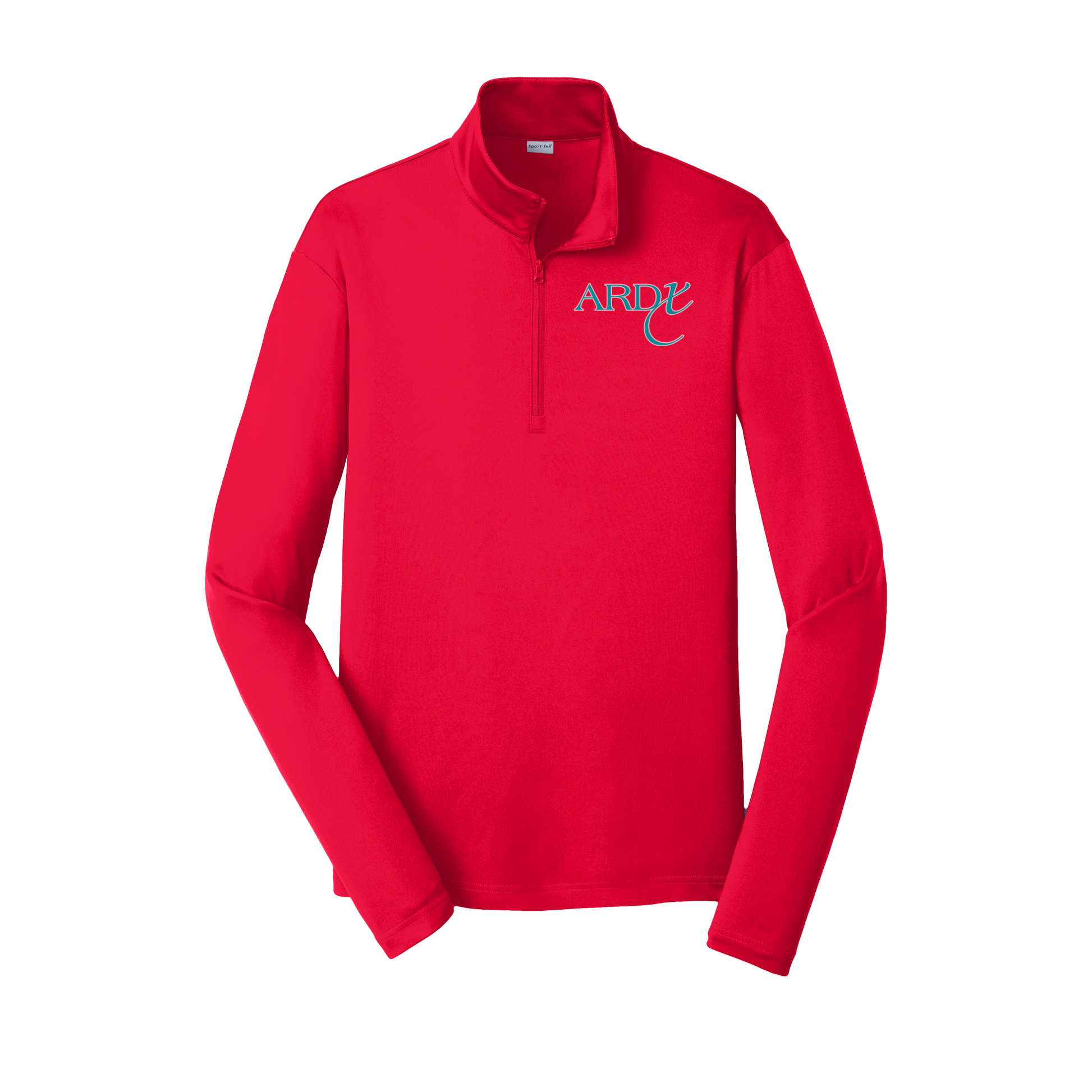 ardx-lightweight-quarter-zip-dtf-leftchest-ST357-truered-flat-front