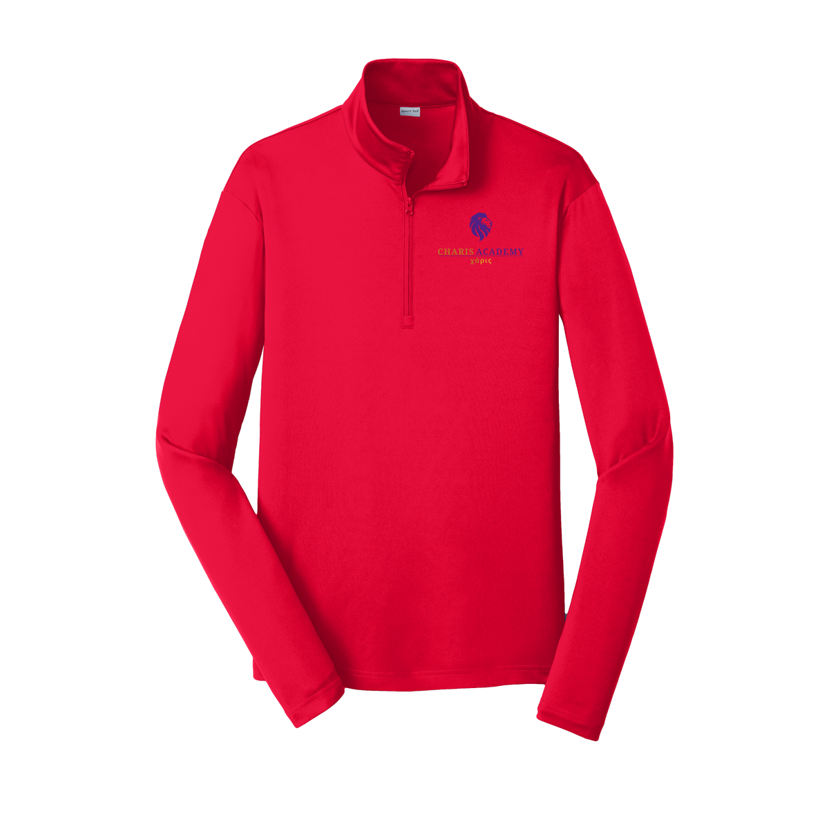 cahazleton-lightweight-quarter-zip-dtf-leftchest-ST357-truered-flat-front