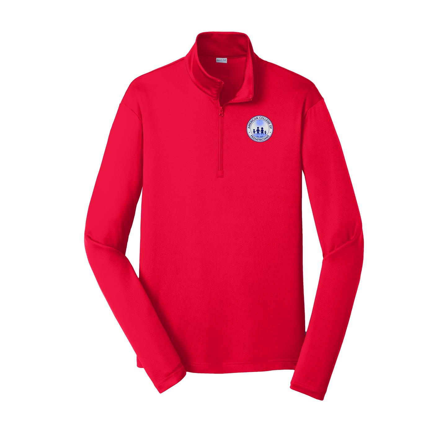 acpeds-lightweight-quarter-zip-dtf-leftchest-ST357-truered-flat-front