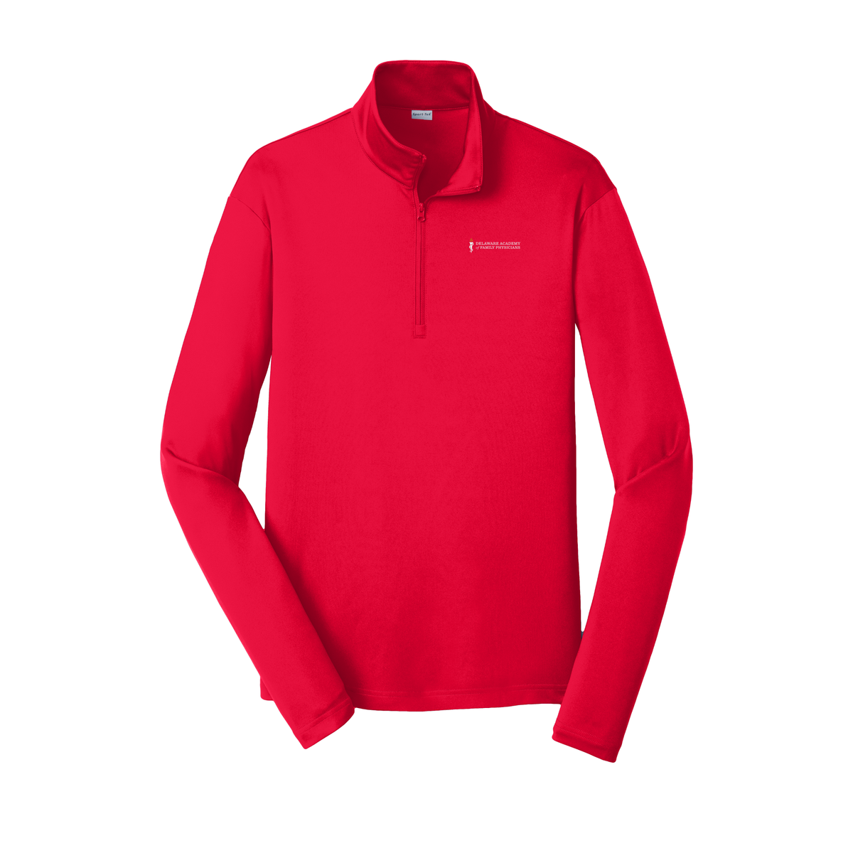 delfamdoc-lightweight-quarter-zip-dtf-leftchest-ST357-truered-flat-front