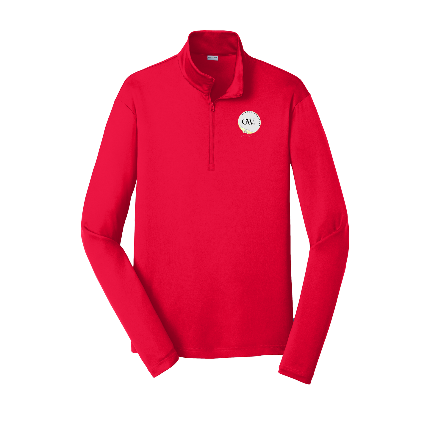 gentle-warriors-lightweight-quarter-zip-dtf-leftchest-ST357-truered-flat-front