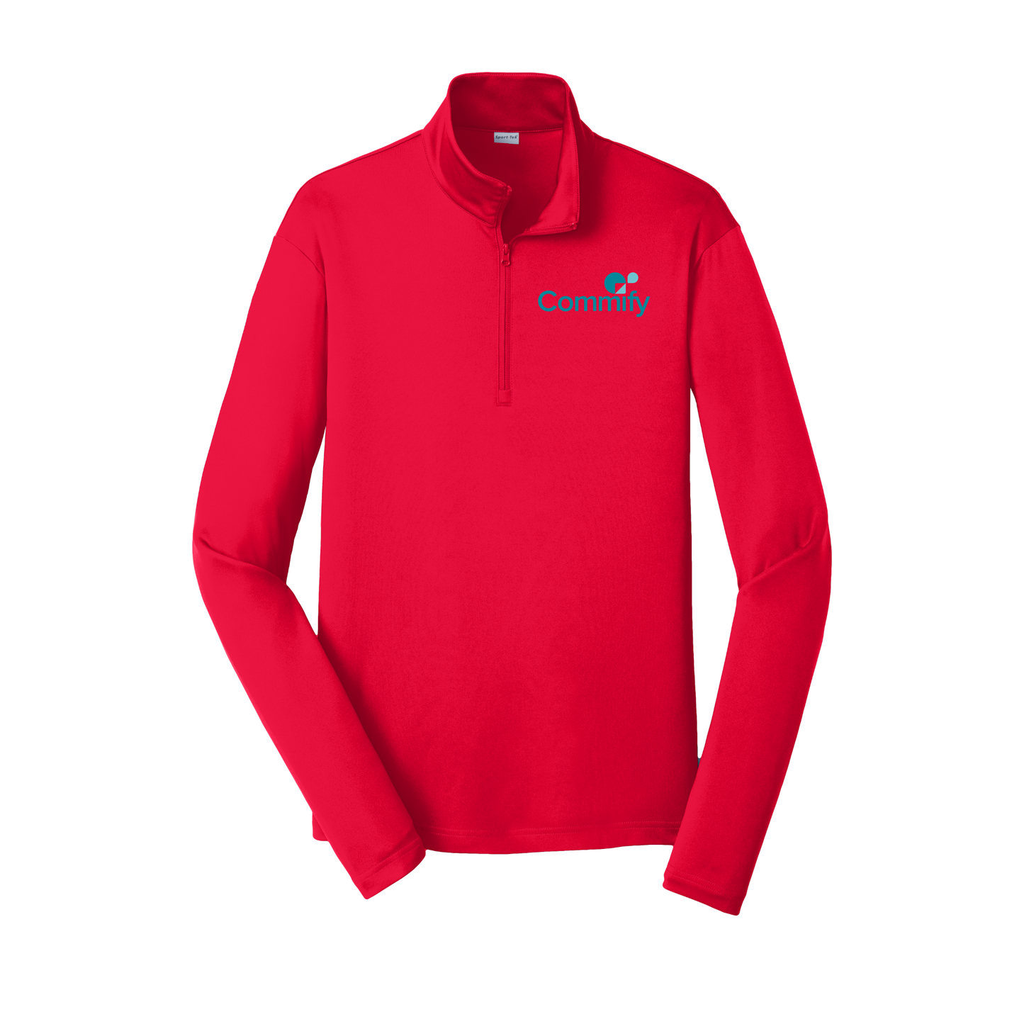 commify-lightweight-quarter-zip-dtf-leftchest-ST357-truered-flat-front