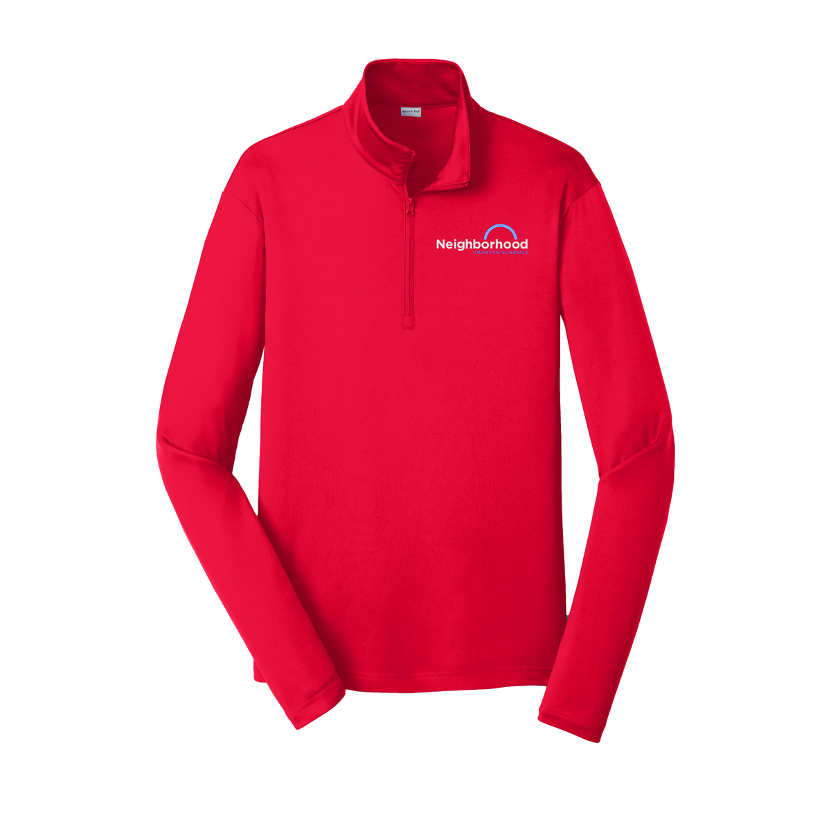 ncschools-lightweight-quarter-zip-dtf-leftchest-ST357-truered-flat-front