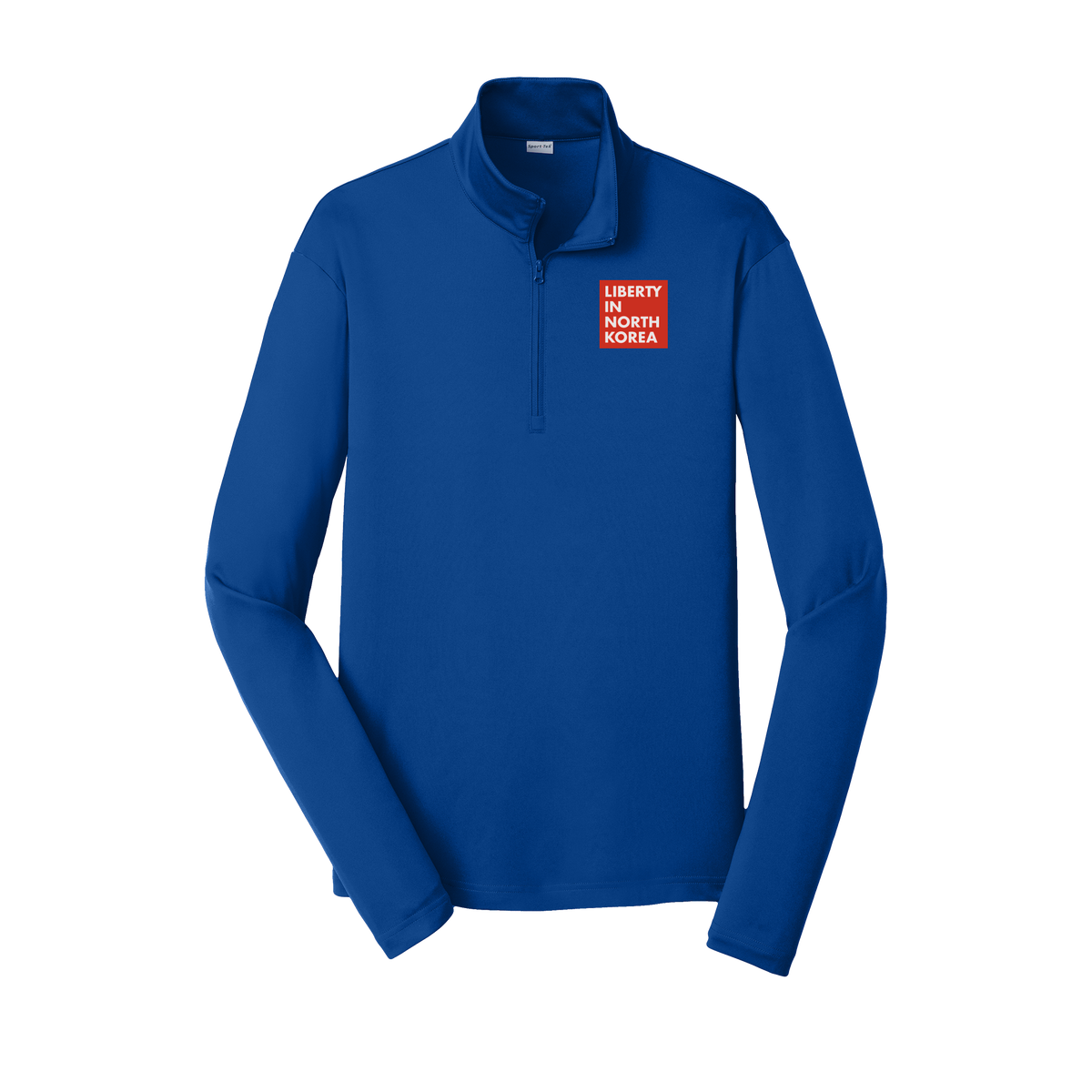 libertyinnorthkorea-lightweight-quarter-zip-dtf-leftchest-ST357-trueroyal-flat-front