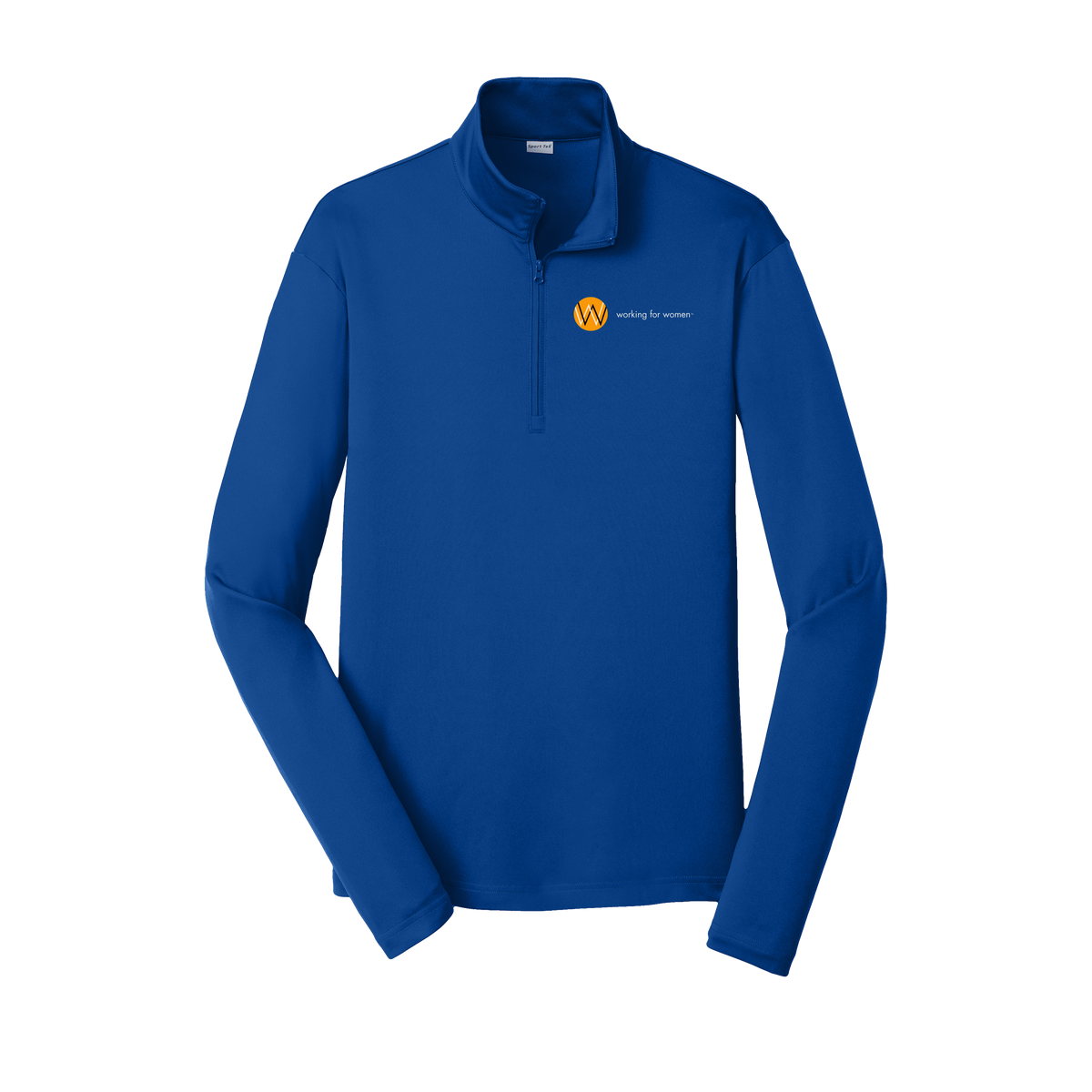 workingforwomen-lightweight-quarter-zip-dtf-leftchest-ST357-trueroyal-flat-front