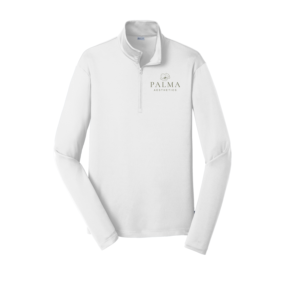 palmaaesthetics-lightweight-quarter-zip-dtf-leftchest-ST357-white-flat-front