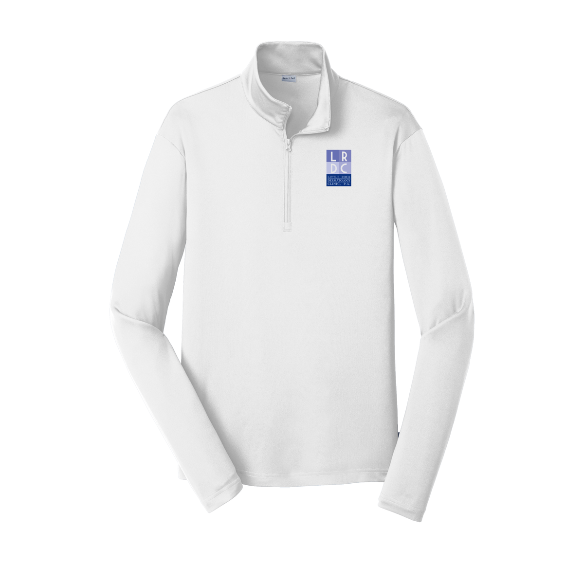 littlerockdermatology-lightweight-quarter-zip-dtf-leftchest-ST357-white-flat-front