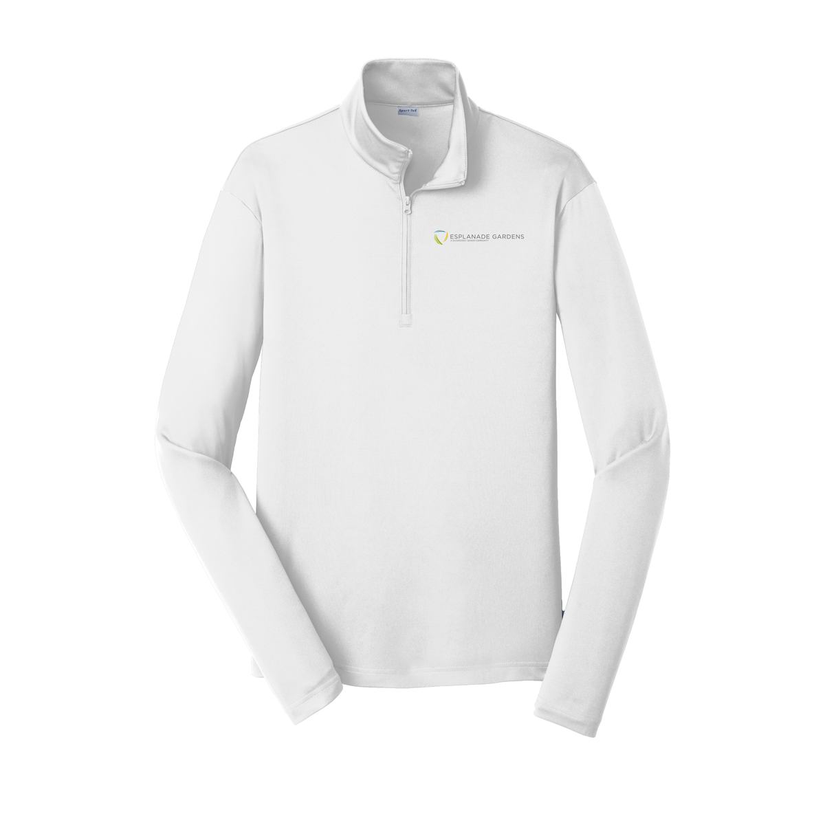 esplanadeseniorcampus-lightweight-quarter-zip-dtf-leftchest-ST357-white-flat-front