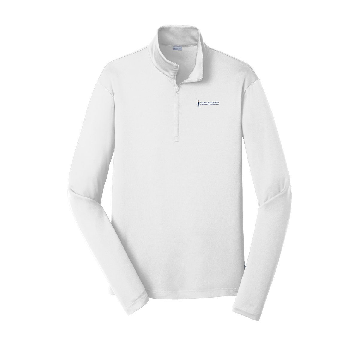 delfamdoc-lightweight-quarter-zip-dtf-leftchest-ST357-white-flat-front