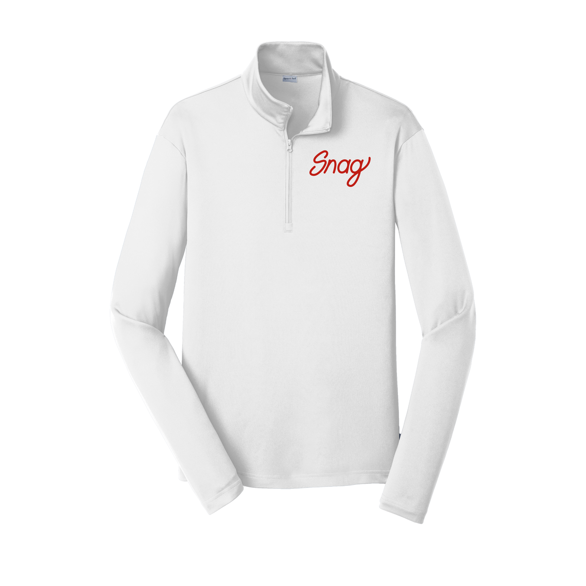 snagdelivery-lightweight-quarter-zip-dtf-leftchest-ST357-white-flat-front
