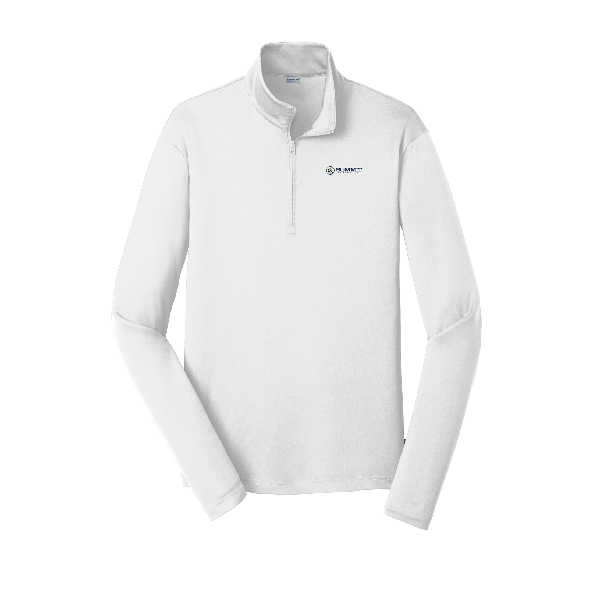saoic-lightweight-quarter-zip-dtf-leftchest-ST357-white-flat-front