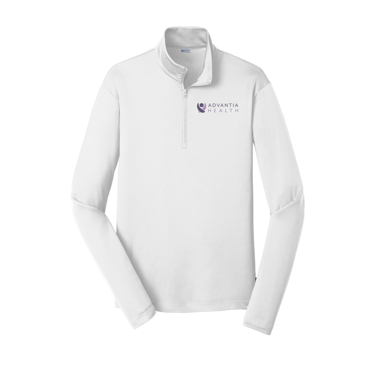 advantiahealth-lightweight-quarter-zip-dtf-leftchest-ST357-white-flat-front