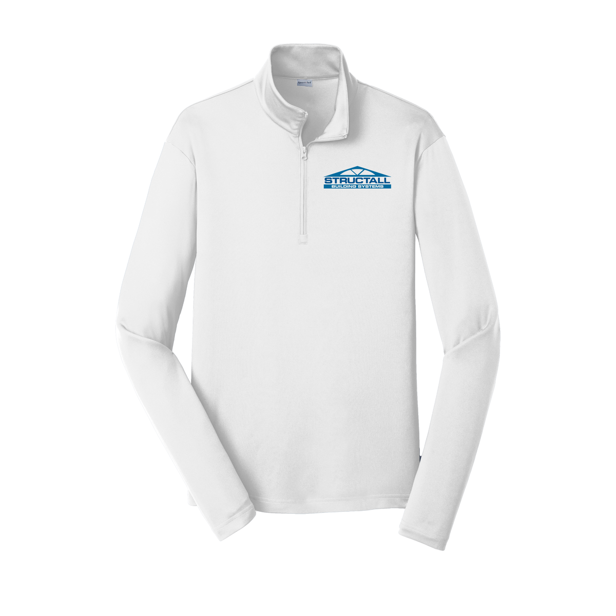 structall-lightweight-quarter-zip-dtf-leftchest-ST357-white-flat-front